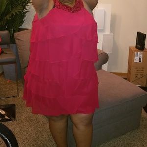 20W Red Ruffle Layer Dress